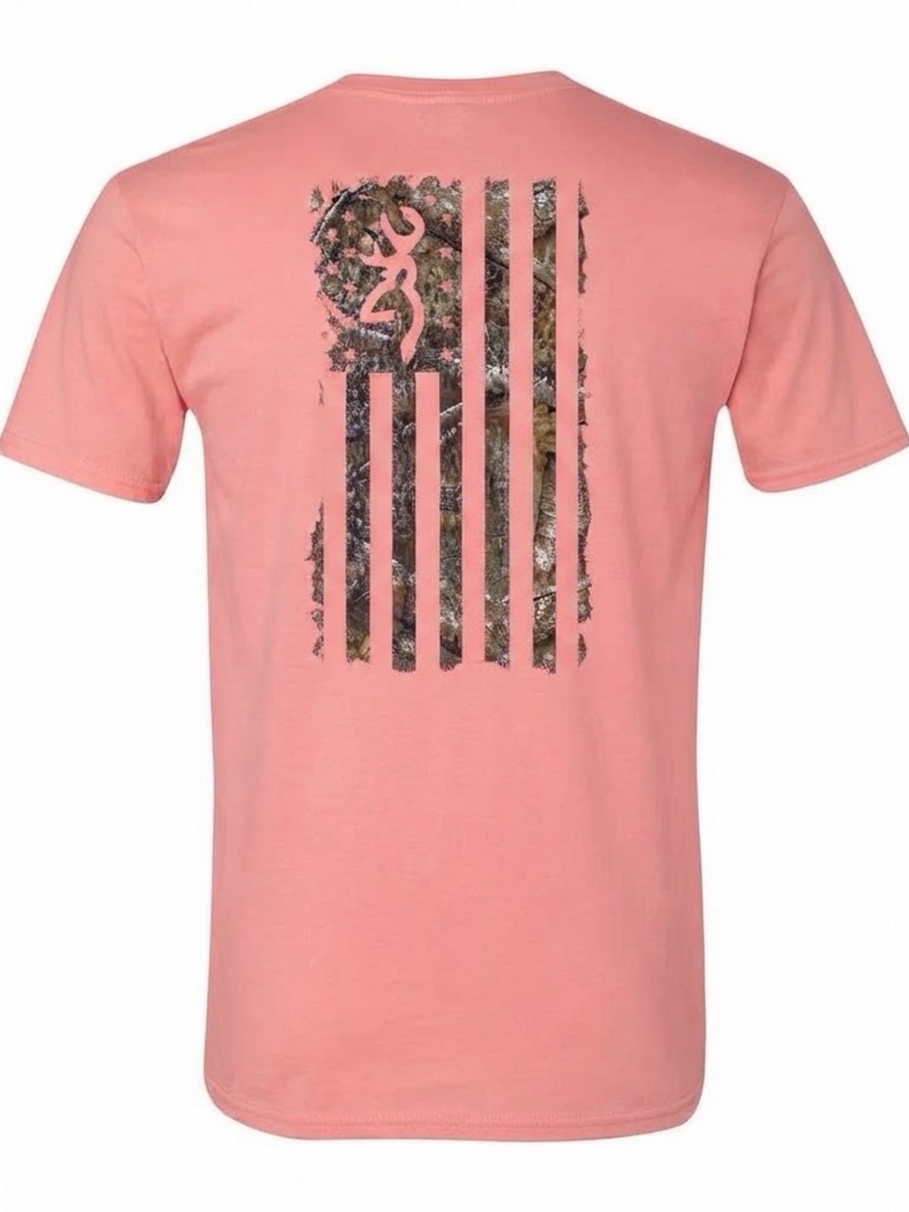 Browning Men's "Realtree Edge Flag" Short Sleeve Tee, coral / Realtree Edge Camo